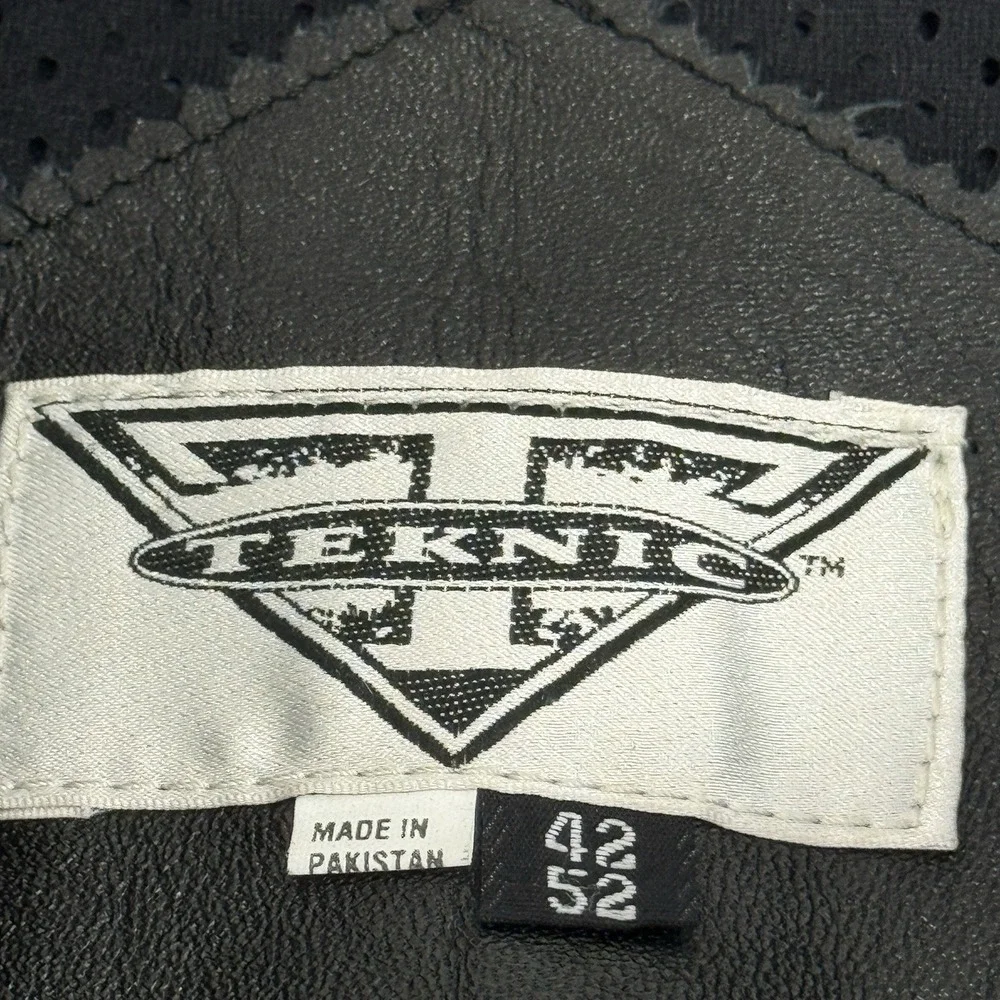 Teknic Black Padded‎ Leather Motorcycle Motocross Racing Jacket Size 42/52